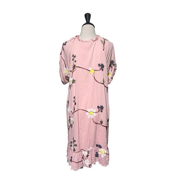 LIV Los Angeles Short Sleeve Embroidered Pink Dress NWT Size Large - Picture 3 of 4